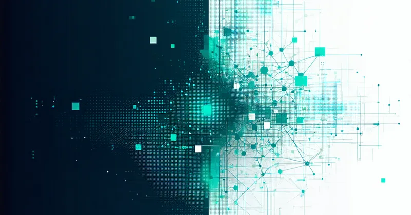 Abstract visualization of vector and SQL data structures merging into a unified database row